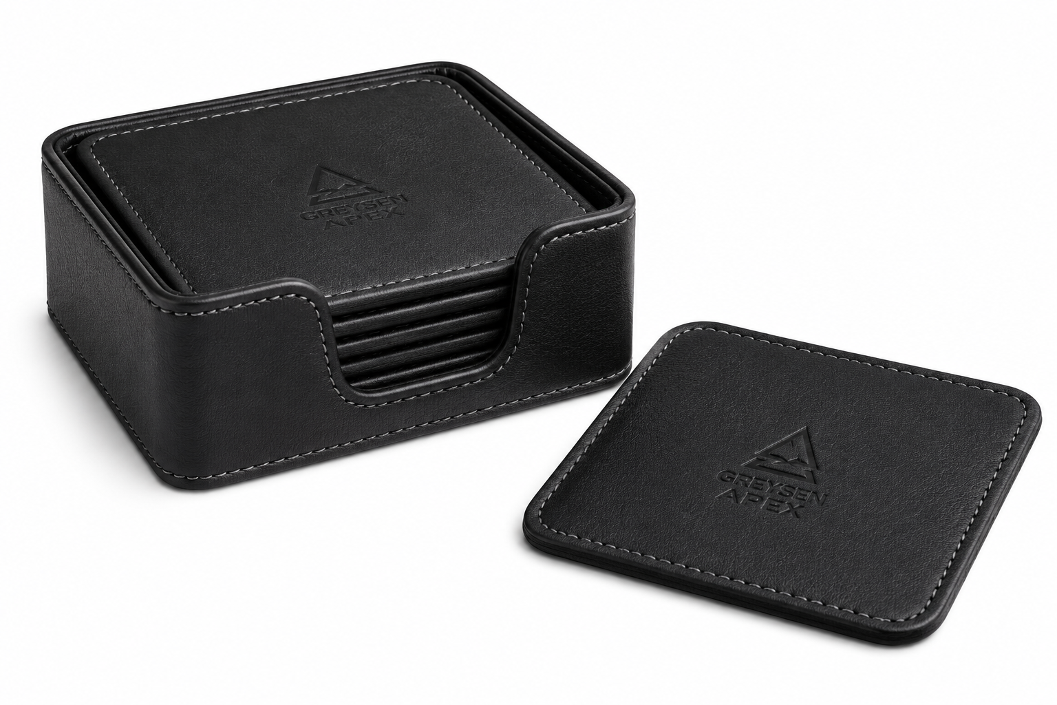 Premium Square Leather Coaster Set