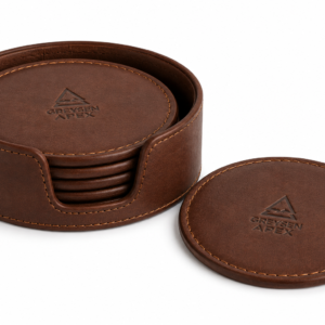 Premium Round Leather Coaster Set